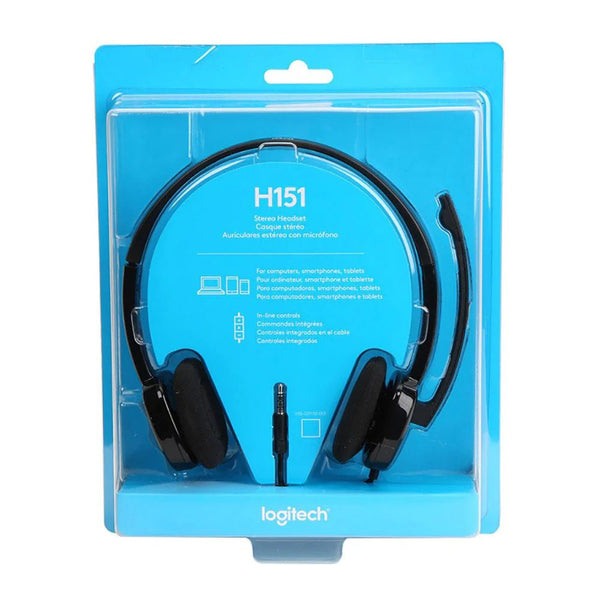 Logitech® Stereo Headset H151 - SINGLE JACK - FOR WINDOWS , MAC , IOS , & ANDROID - ADJUSTABLE VOLUME -  ON LEFT OR RIGHT ear