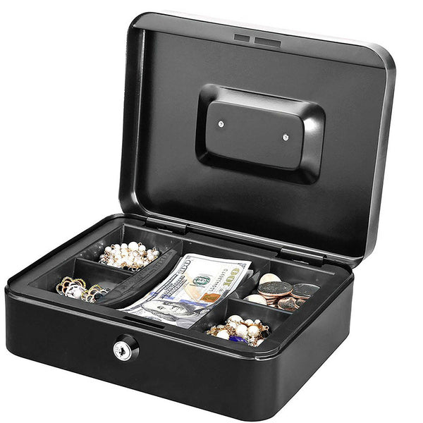 METAL CASH BOX with Tray and 2 keys - Dabbous Mega Supplies