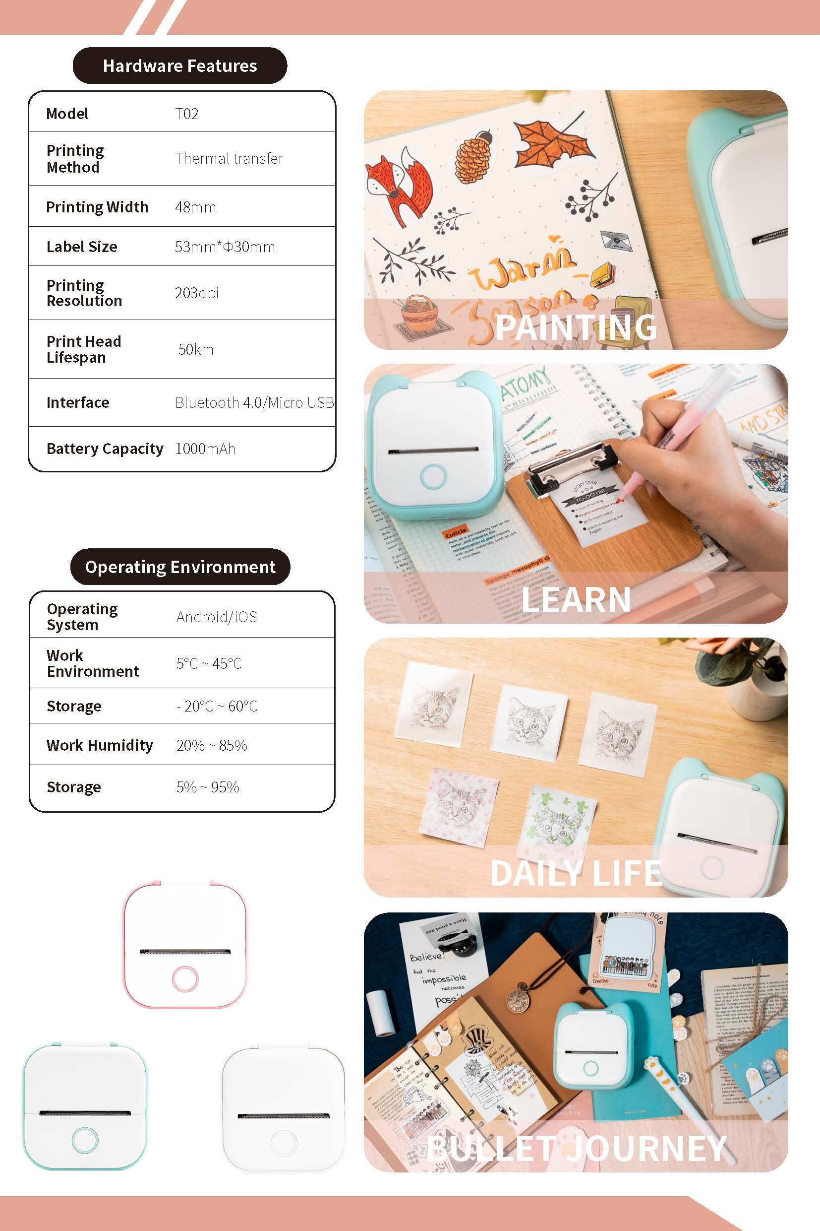 Compact AIMO T02 Mini Thermal Printer for Mobile Printing | Dabbous ...