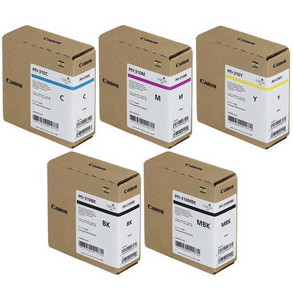 Canon PFI-310 original ink cartridge set including cyan, magenta, yellow, black, and matte black
