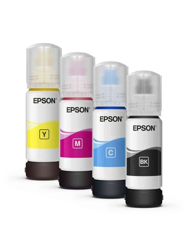Epson 101 original ink bottle set in yellow magenta cyan and black colors for printers