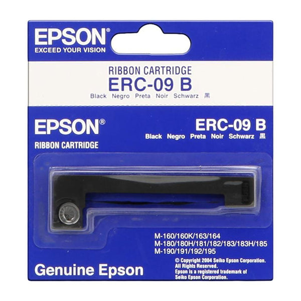 Epson ERC09 15354 ribbon cartridge in packaging, compatible with various Epson printers
