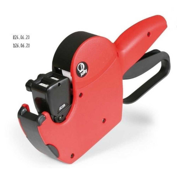 Jolly 2 line hand labeler in red for easy labeling solutions at home or office