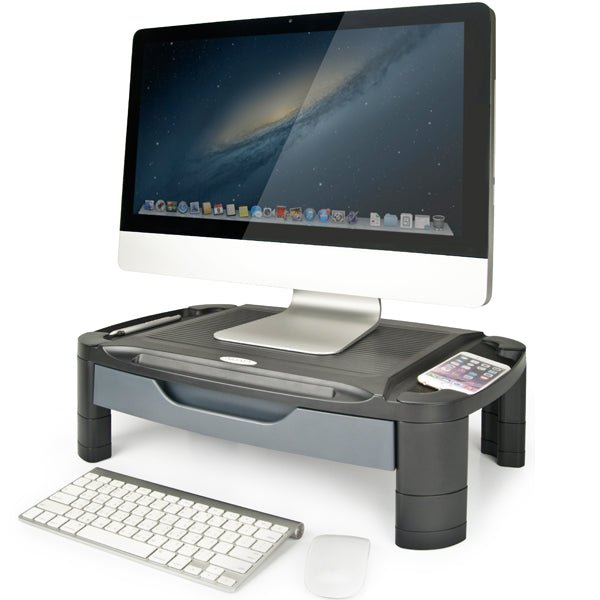 AIDATA MR1002G ergonomic stand computer riser by Dabbous Mega Supplies holding desktop monitor with keyboard and mouse