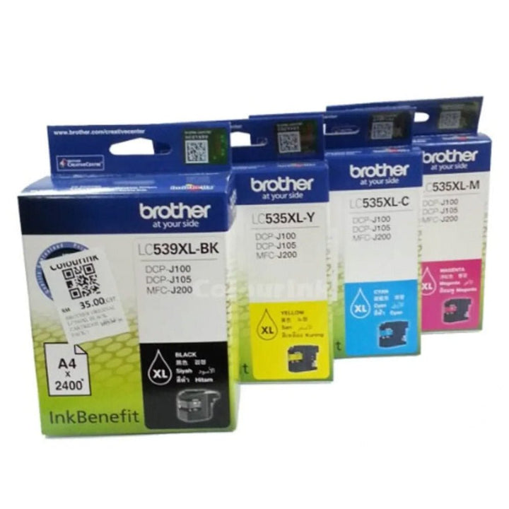 Brother LC535 LC539 original ink cartridge set in black cyan magenta yellow colors for Brother printers