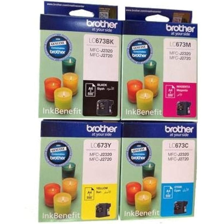 Brother LC673 original ink cartridge set in black, magenta, yellow, and cyan by Dabbous Mega Supplies