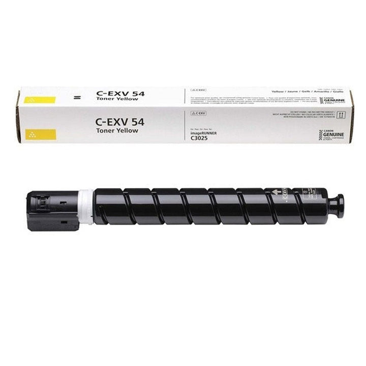 Canon CEXV54 original toner yellow cartridge and packaging from Dabbous Mega Supplies
