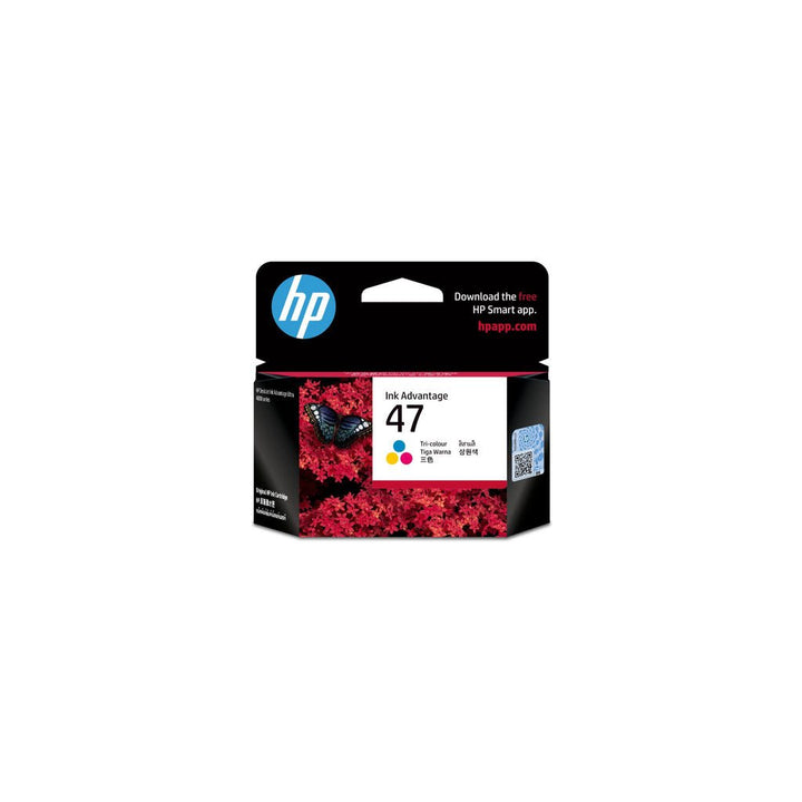 HP 47 Tri-color Ink Advantage printer ink cartridge with vibrant red floral design