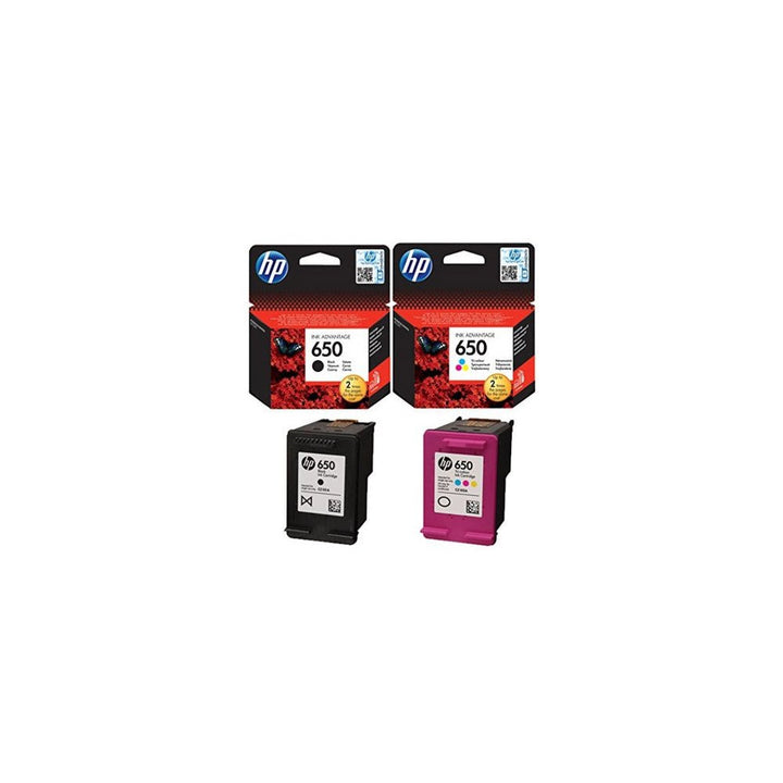 HP 650 original ink cartridge black and color variants from Dabbous Mega Supplies in retail packaging