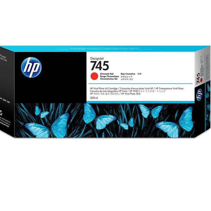 Dabbous Mega Supplies HP 745 ink cartridge 300ml with blue butterfly design on packaging
