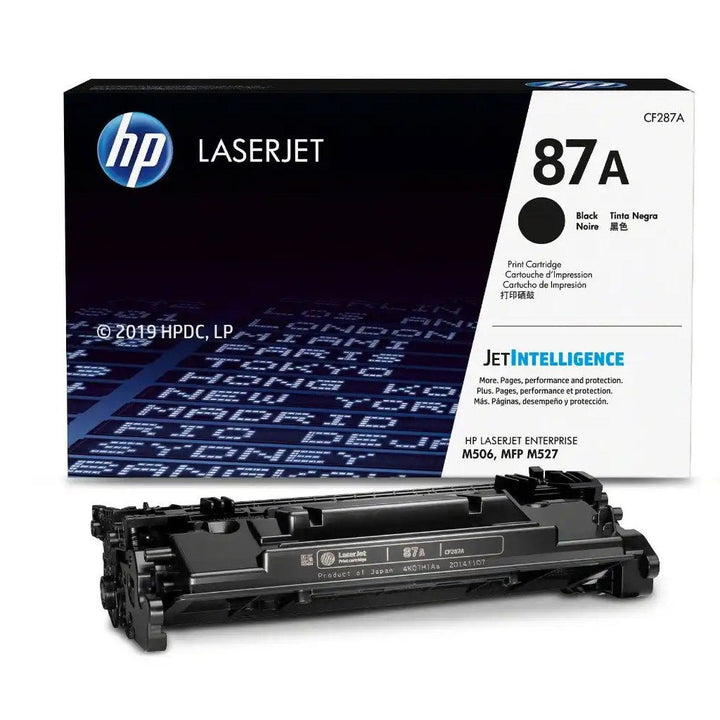 HP 87A original black toner cartridge for LaserJet printers with packaging from Dabbous Mega Supplies