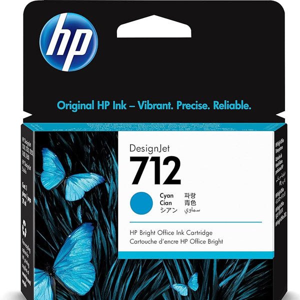 Original HP 712 printer ink cyan cartridge for DesignJet with vibrant and precise printing