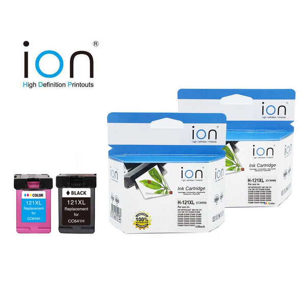 ION 121 HP compatible ink cartridge set by Dabbous Mega Supplies for inkjet printers in color and black
