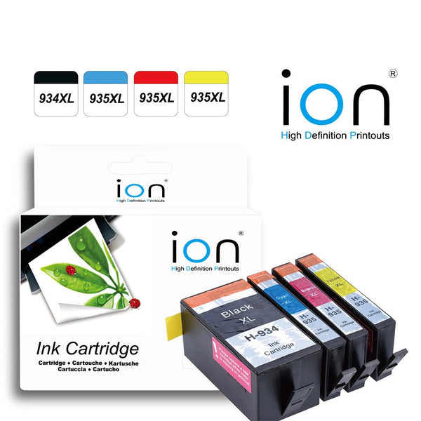 ION 934 935 compatible ink cartridge set for inkjet printers with black cyan magenta and yellow colors