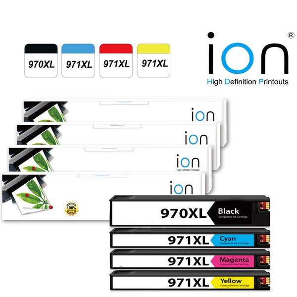 ION 970XL 971XL replacement cartridges set for inkjet printer including black cyan magenta and yellow ink