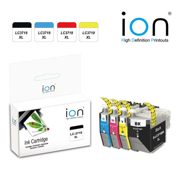 Brother LC3719 compatible ink cartridge set with black, cyan, magenta, and yellow for high-quality printing