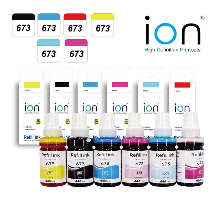Dabbous Mega Supplies Epson T673 compatible ink set with vibrant colors for high-definition print quality