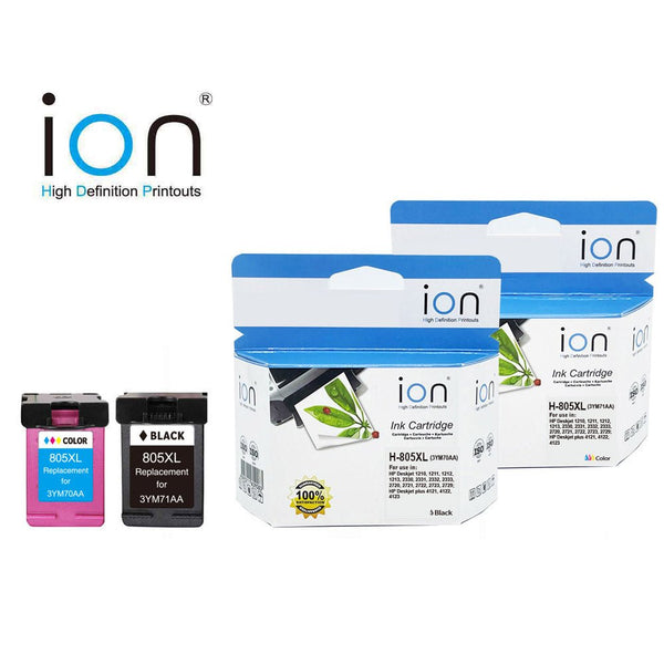 ION HP 805XL compatible ink cartridge color and black replacements packaged by Dabbous Mega Supplies