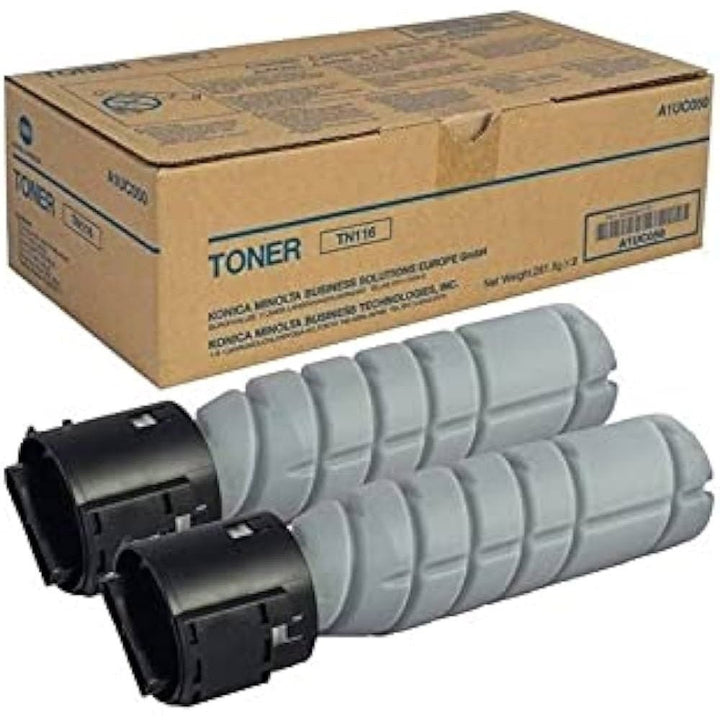 Konica TN116K original toner cartridge by Dabbous Mega Supplies with packaging box for printers