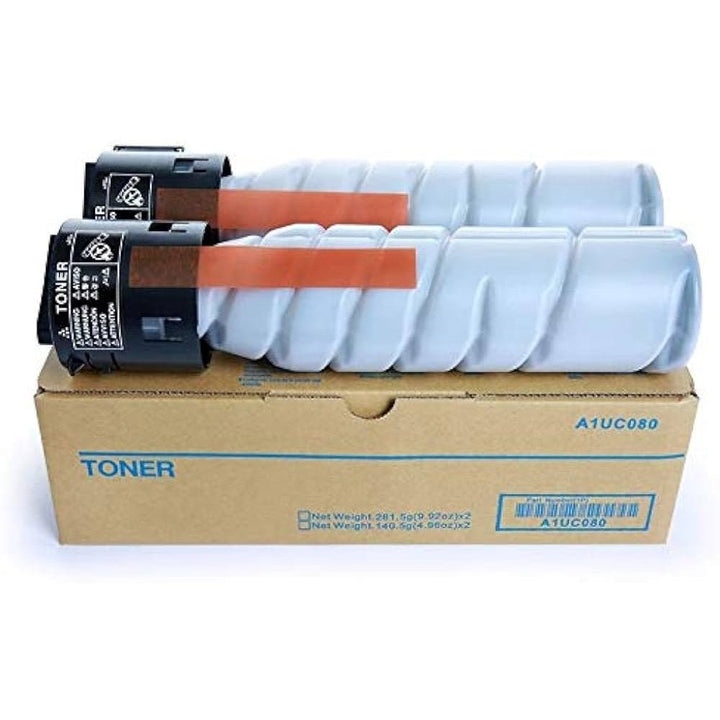 Konica TN118K original toner cartridge by Dabbous Mega Supplies with two cartridges on a toner box