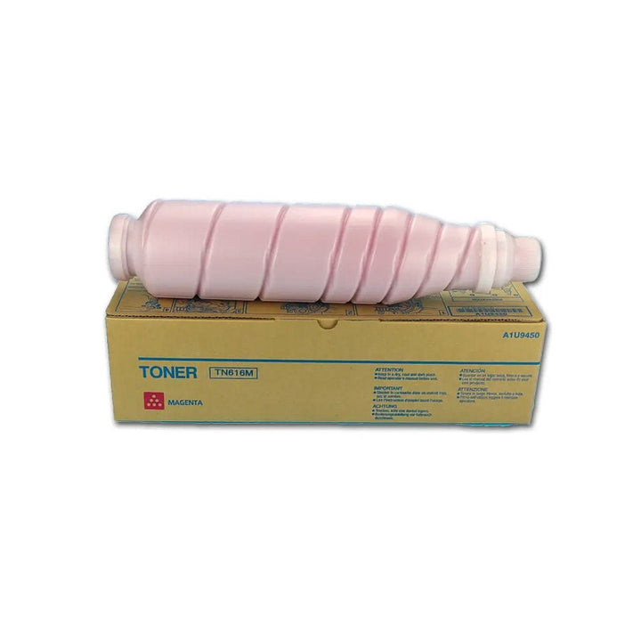 Konica TN616 original toner cartridge in magenta color with packaging box from Dabbous Mega Supplies
