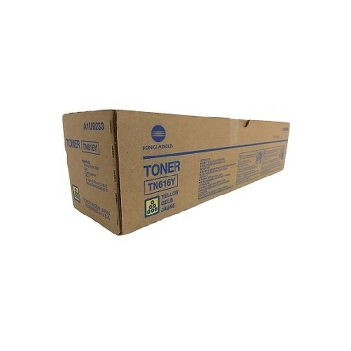 Dabbous Mega Supplies Konica TN616 original toner cartridge yellow toner box packaging