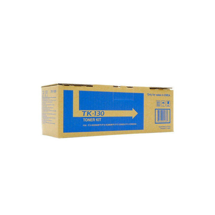 Dabbous Mega Supplies Kyocera TK130 original toner cartridge box with blue and brown packaging