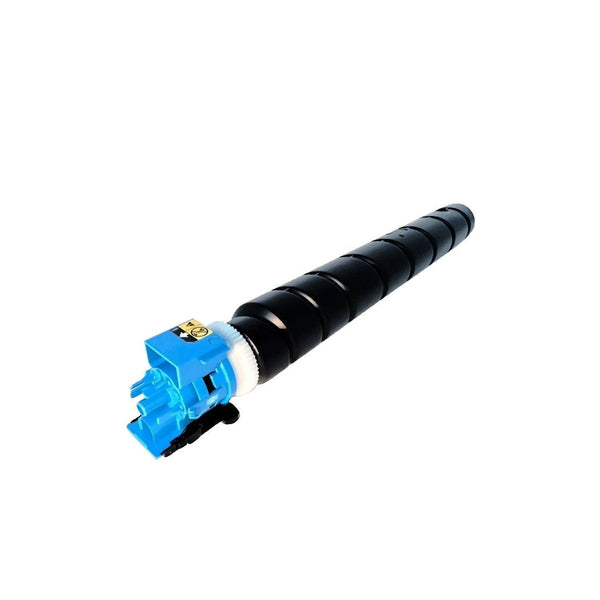 Kyocera TK8345 compatible toner cartridge in black with a blue installation end for premium printing