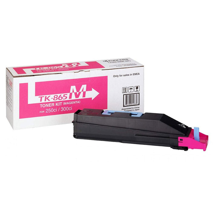 KYOCERA TK865 original toner cartridge magenta with white and pink box from Dabbous Mega Supplies