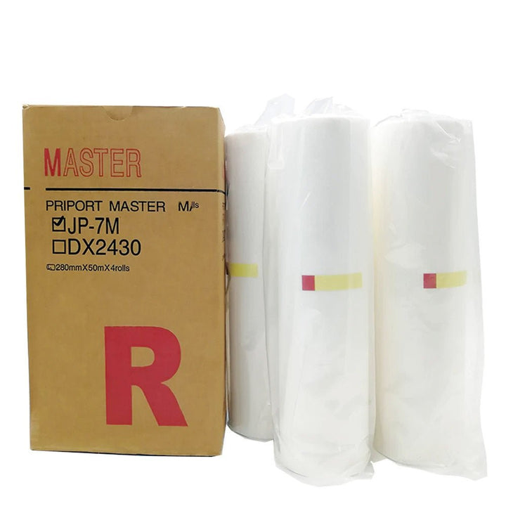 Ricoh JP7M original master roll printer toner pack by Dabbous Mega Supplies with four white rolls