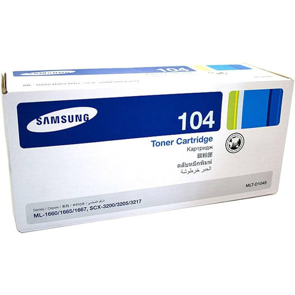 Samsung MLTD104S black toner cartridge box compatible with ML-1660 1665 1667 printers